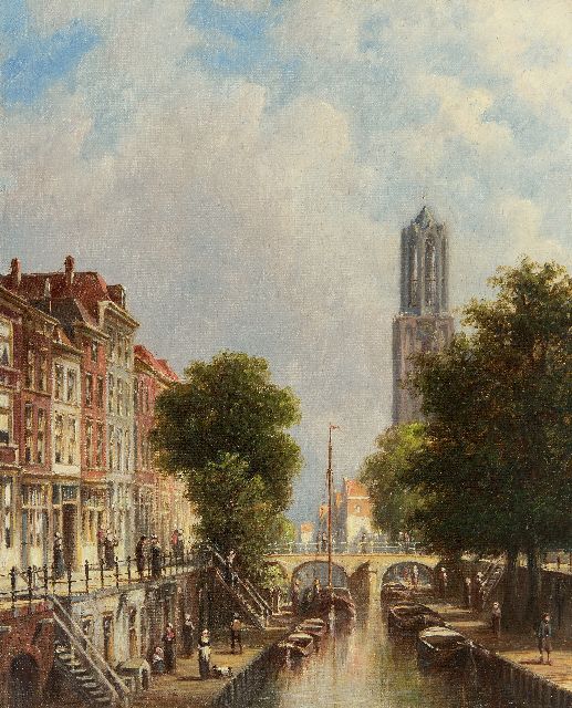 Petrus Gerardus Vertin | Stadsgezicht met de Domtoren van Utrecht, olieverf op doek, 34,1 x 28,6 cm, gesigneerd l.o.