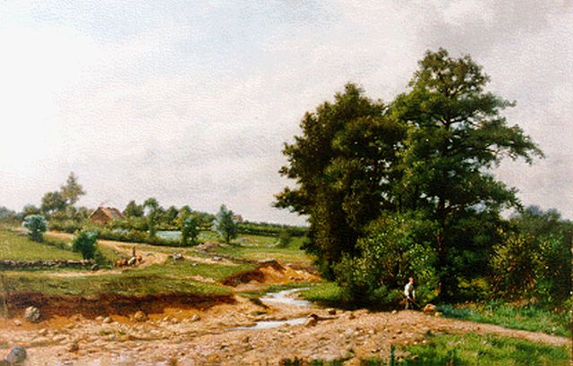 Crehay G.  | Romantisch landschap, olieverf op doek 29,3 x 44,2 cm, gesigneerd l.o.