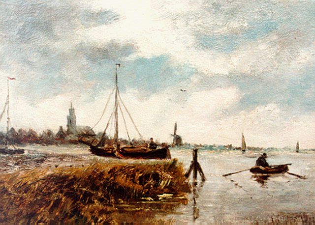 Hermannus Adrianus van Oosterzee | Riviergezichtje, olieverf op paneel, 12,5 x 17,4 cm, gesigneerd r.o.