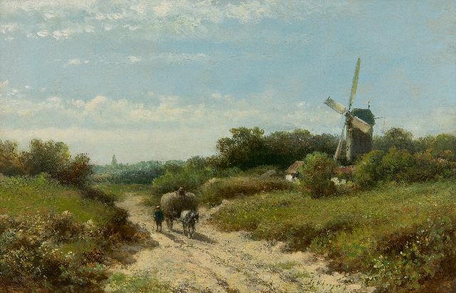 Lodewijk Johannes Kleijn | Boerenvolk op weg naar huis, olieverf op paneel, 21,0 x 30,5 cm, gesigneerd r.o.