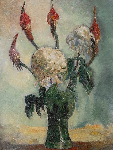 Germ de Jong | Chrysanten, olieverf op doek, 80,4 x 60,4 cm, gesigneerd r.o. en gedateerd 1917