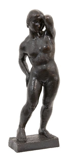Carasso F.A.  | Staande vrouw, brons 45,0 x 10,0 cm, gesigneerd op basis