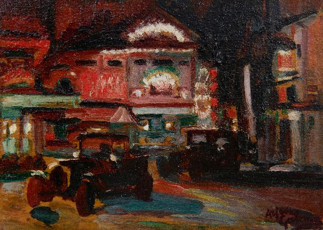 Galema A.  | Place Pigalle in Parijs bij avond, olieverf op paneel 15,8 x 22,0 cm, gesigneerd r.o. en te dateren ca. 1918-1925