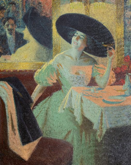 Reynolds W.J.  | Au Café Parisienne, olieverf op doek 142,5 x 112,5 cm, gesigneerd verso