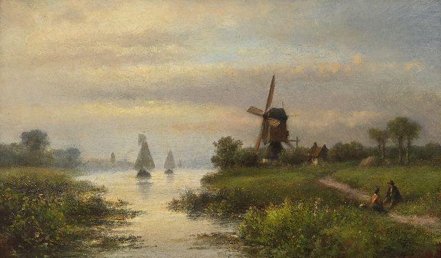 Lodewijk Johannes Kleijn | Molen aan het water, olieverf op paneel, 20,5 x 33,3 cm, gesigneerd r.o.