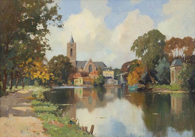 Evert Jan Ligtelijn | Gezicht op Loenen, olieverf op doek, 50,0 x 70,0 cm, gesigneerd r.o.