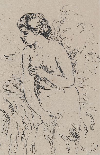 Auguste Renoir | Baigneuse debout à mi-jambes, ets, 16,6 x 11,1 cm, te dateren ca. 1910