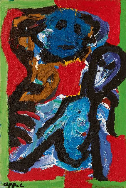 Karel Appel | Mother and child, olieverf op doek, 91,5 x 61,0 cm, gesigneerd l.o. en te dateren 1989