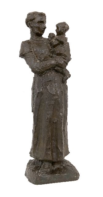 Lambertus Zijl | Moeder met kind, brons, 48,0 x 13,0 cm, gesigneerd op basis met initiaal en te dateren ca. 1916