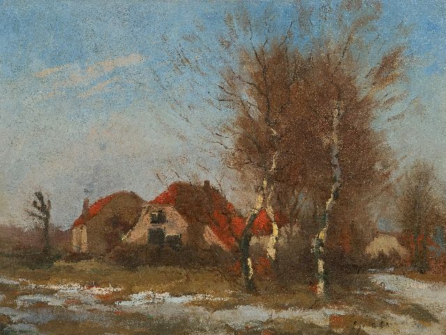 Gert Stegeman | Landschap met smeltende sneeuw, olieverf op doek, 31,8 x 42,2 cm, gesigneerd r.o.