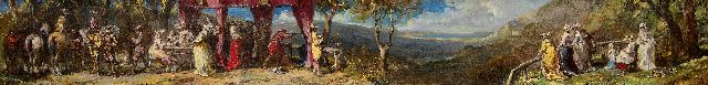 Eugène Isabey | Het schietfeestje, olieverf op doek, 21,3 x 171,5 cm, gesigneerd r.o. en gedateerd '76