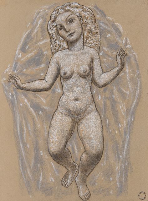 Leo Gestel | Danseres, potlood en krijt op papier, 65,0 x 48,8 cm