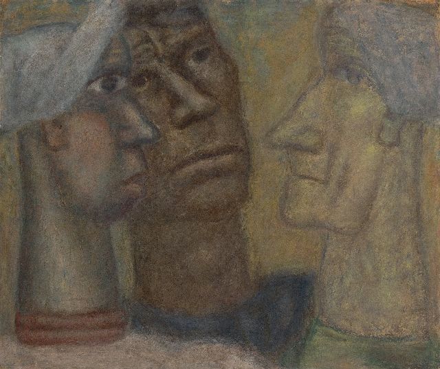Leo Gestel | Drie vissers, pastel op papier, 66,0 x 77,0 cm, te dateren ca. 1932-1934