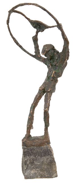 Jits Bakker | De Parachutist, brons, 46,4 x 9,9 cm, gesigneerd op de basis