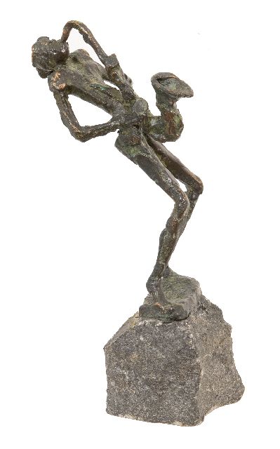 Jits Bakker | Saxofonist, brons, 23,5 x 5,2 cm, gesigneerd op de basis