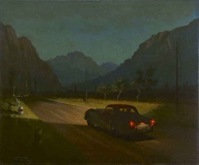Roy Anthony Nockolds | Rally in de Alpen - Triumph TR3, olieverf op doek, 63,5 x 76,4 cm, gesigneerd l.o. en gedateerd 1956