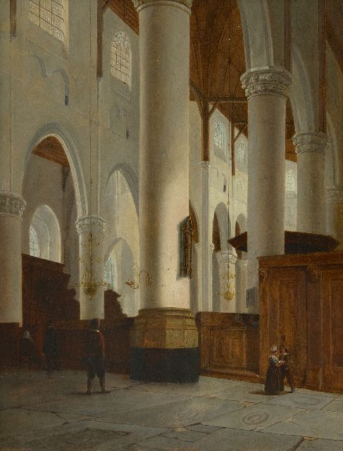 Jan Baptist Tetar van Elven | Interieur van de Laurenskerk in Rotterdam, olieverf op paneel, 42,8 x 33,3 cm, gesigneerd l.o. met initialen