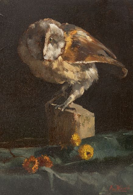 Windt Ch. van der | Kerkuil, olieverf op paneel 38,1 x 25,8 cm, gesigneerd r.o.