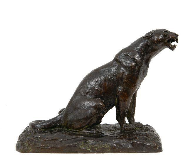 Geoffroy A.L.V.  | Brullende panter, brons 19,7 x 25,0 cm, gesigneerd op de basis