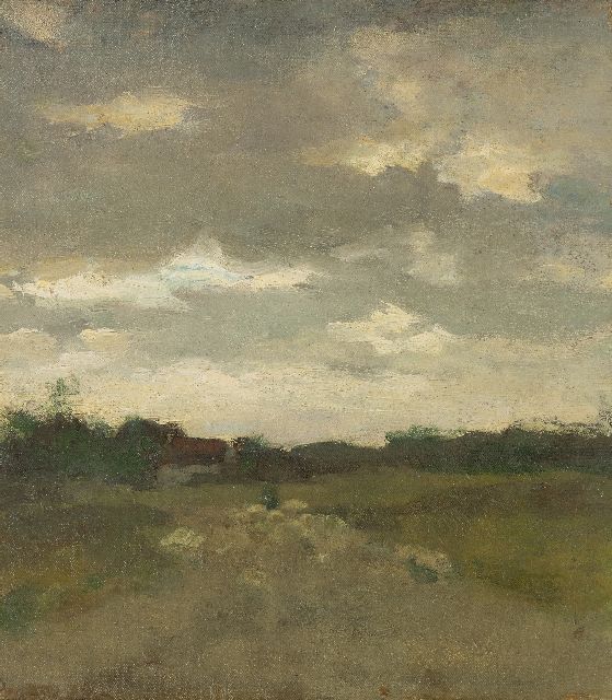 Weissenbruch H.J.  | Schapen in de duinen bij Waalsdorp, olieverf op doek op paneel 35,5 x 31,0 cm, te dateren ca. 1895