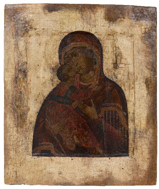 Ikoon | Ikoon: Moeder Gods van Vladimir, hout, 31,3 x 26,7 cm, 17e eeuw