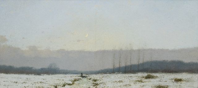 Cornelis Kuijpers | Winteravond, olieverf op doek, 60,5 x 128,5 cm, gesigneerd r.o.