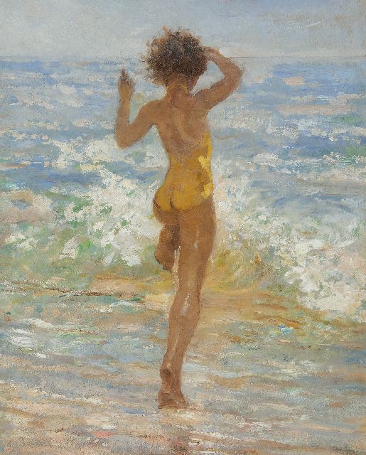 Willem Vaarzon Morel | Meisje in zee, olieverf op paneel, 50,3 x 40,7 cm, gedateerd 1942
