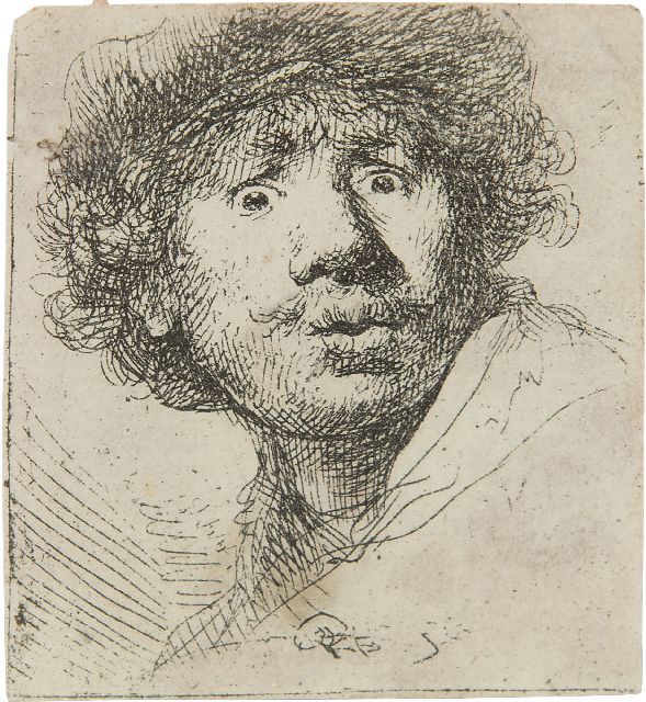 Rembrandt (Rembrandt Harmensz. van Rijn)   | Zelfportret met pet, aquagravure 4,9 x 4,3 cm
