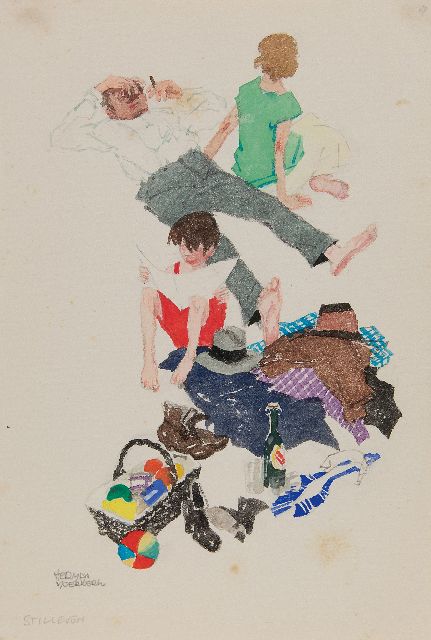 Herman Moerkerk | Stilleven, potlood en aquarel op papier, 25,5 x 17,1 cm, gesigneerd l.o.