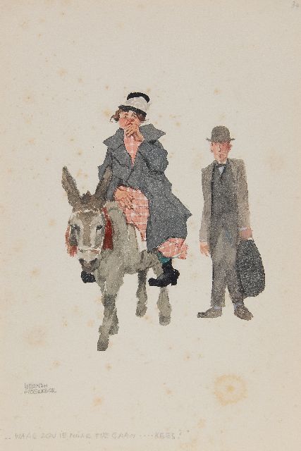 Herman Moerkerk | 'Waar zou ie naar toe gaan.... Kees?', potlood en aquarel op papier, 25,5 x 17,1 cm, gesigneerd l.o.