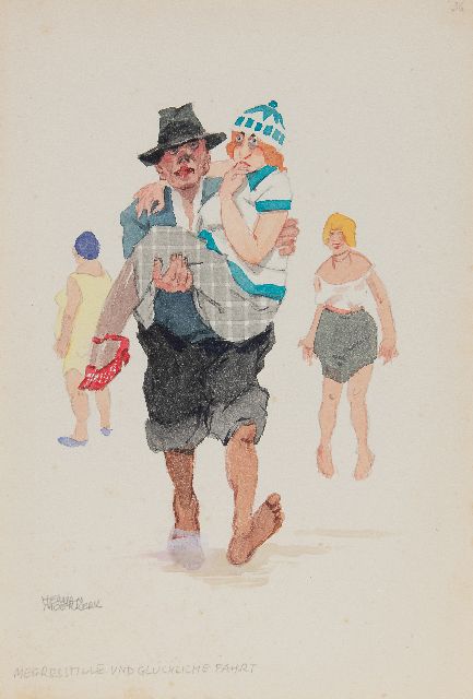 Herman Moerkerk | Meerresstille und glückliche Fahrt, potlood en aquarel op papier, 25,5 x 17,1 cm, gesigneerd l.o.