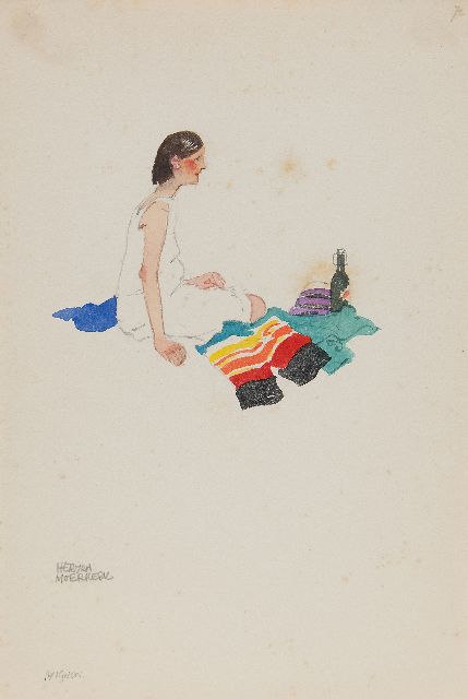 Herman Moerkerk | Mignon, potlood en aquarel op papier, 25,5 x 17,1 cm, gesigneerd l.o.