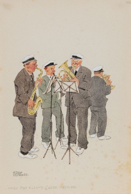 Herman Moerkerk | ...Adieu mijn kleine garde-officier, potlood en aquarel op papier, 25,6 x 17,2 cm, gesigneerd l.o.