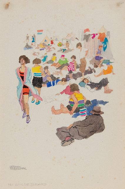 Herman Moerkerk | Het stille strand, potlood en aquarel op papier, 25,5 x 17,0 cm, gesigneerd l.o. en VERKOCHT