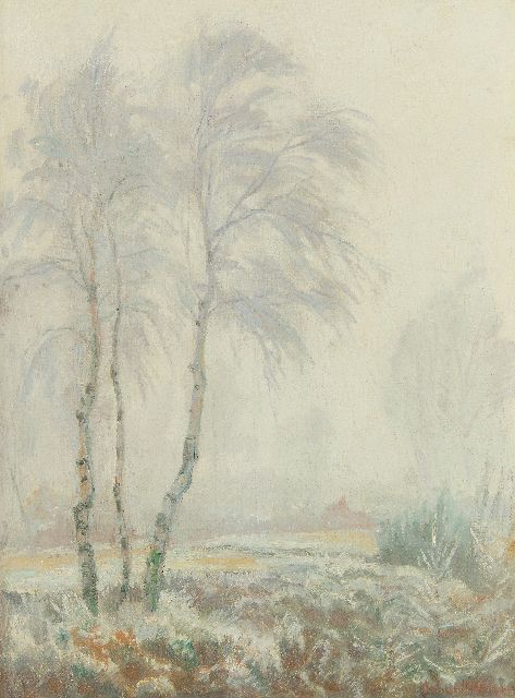 Johan Meijer | Rijp en mist, olieverf op doek, 38,5 x 28,8 cm, gesigneerd r.o.