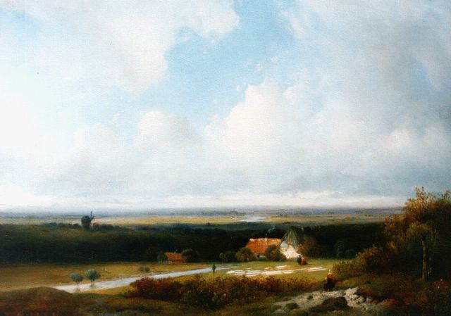 Oerder P.L.L.  | Panorama met boerderij in de vallei, olieverf op doek 49,5 x 67,0 cm, gesigneerd l.o.