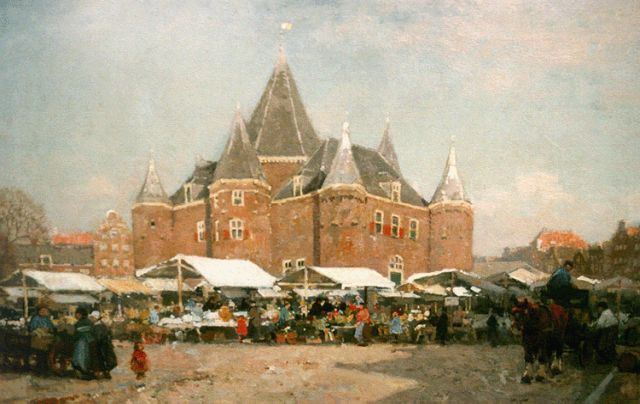 Cornelis Vreedenburgh | Gezicht op Amsterdam bij de Waag, olieverf op doek, 51,0 x 75,3 cm, gesigneerd l.o. en gedateerd 1920