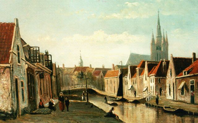 Jan Heppener | Het Rietveld van Delft, olieverf op paneel, 24,1 x 34,8 cm, gesigneerd l.o. en gedateerd 1875