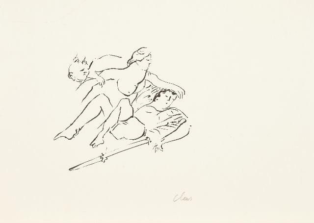 Hugo Claus | Untitled, potlood en inkt op papier, 21,0 x 29,3 cm, gesigneerd m.o. en voorzien van blindstempel