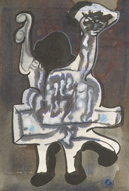 Hugo Claus | Untitled, potlood, inkt, aquarel en gouache op papier, 20,7 x 13,9 cm, gesigneerd r.o. en voorzien van blindstempel