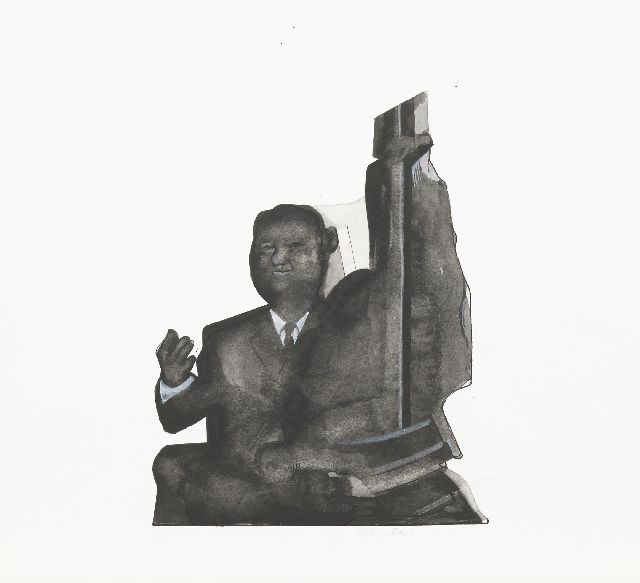 Hugo Claus | Violoncelliste, inkt en aquarel op papier, 18,8 x 20,7 cm