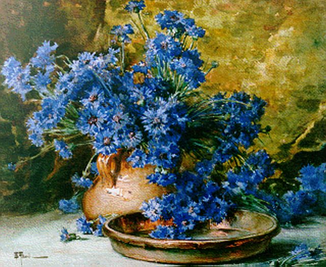 Filliard E.  | Korenbloemen in een vaas, aquarel op papier 47,5 x 57,0 cm, gesigneerd l.o.