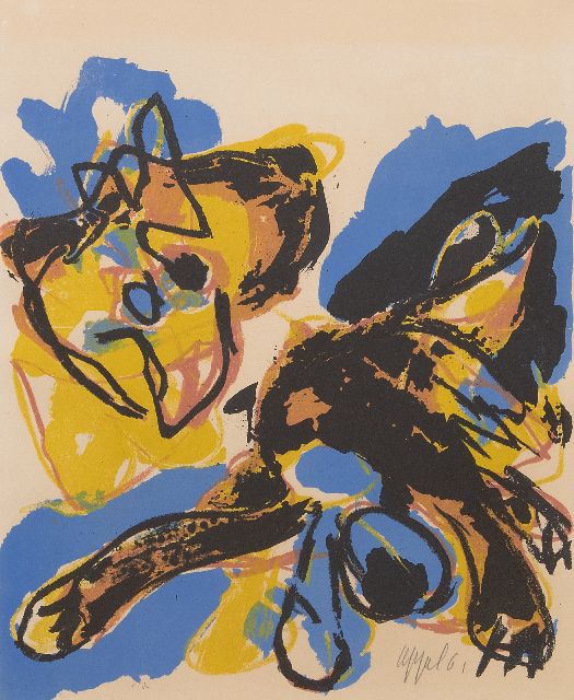 Karel Appel | A beast drawn man, litho op papier, 50,0 x 40,0 cm, gesigneerd r.o. (in potlood) en gedateerd '61 (in potlood)