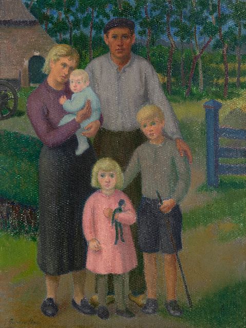 Joannes Henricus 'Jan' Franken | Boerenfamilie, olieverf op doek, 60,3 x 45,4 cm, gesigneerd l.o.