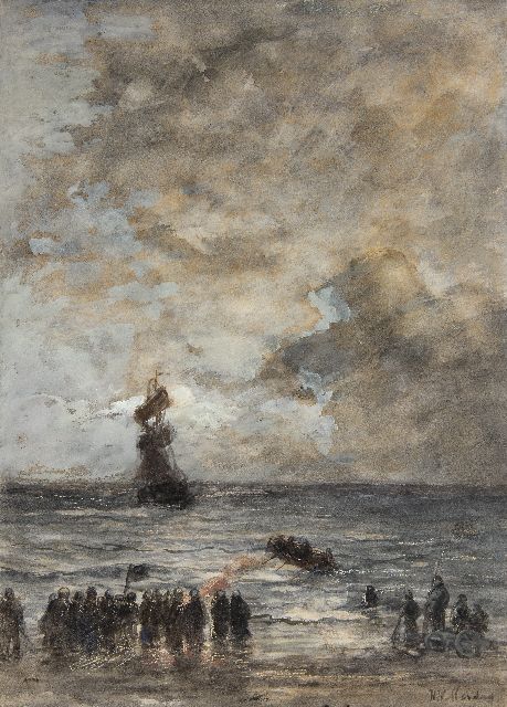Hendrik Willem Mesdag | Na de storm, aquarel op papier, 51,5 x 37,3 cm, gesigneerd r.o.