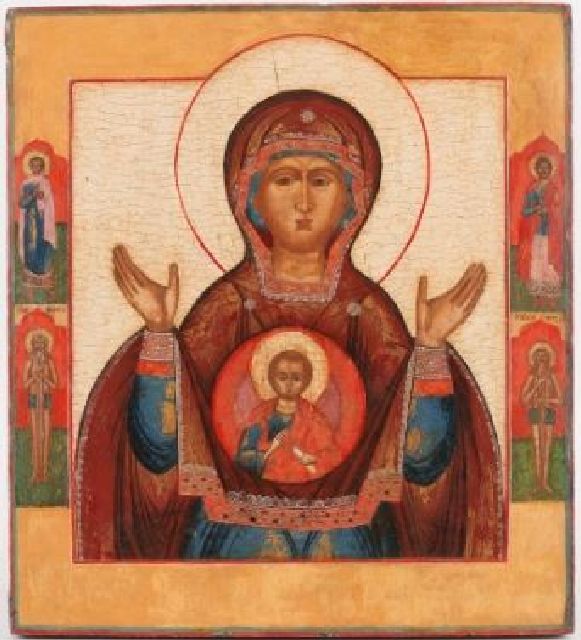 Ikoon | Moeder Gods van het Teken, olieverf op doek op paneel, 61,0 x 55,0 cm