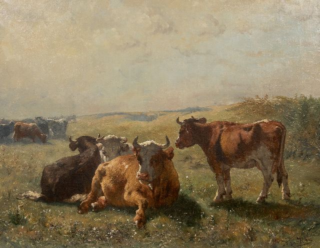Jan de Haas | Zomerlandschap met vee, olieverf op doek, 69,5 x 89,7 cm, gesigneerd r.o.