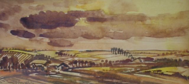 Jacques Mels | Landschap, aquarel op papier, 13,0 x 21,5 cm, gesigneerd l.o. en gedateerd '44
