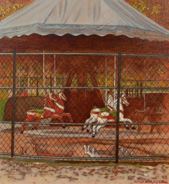 Lodewijk Post de Jong | Carrousel in Parijs, olieverf op board, 62,2 x 56,8 cm, gesigneerd r.o.