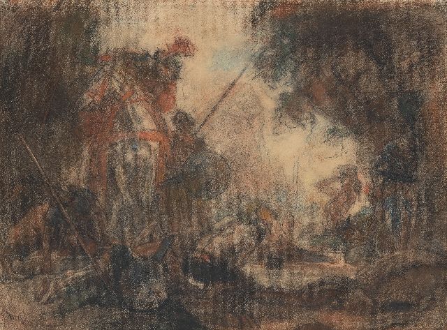 Johannes Hendricus Jurres | Na de strijd, pastel op papier, 54,2 x 73,2 cm, gesigneerd l.o.
